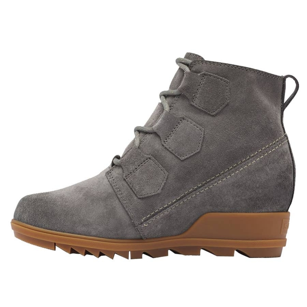Sorel Evie Lace Up Wedge Boot, Gray Suede, Size 9.5 - Picture 6 of 9